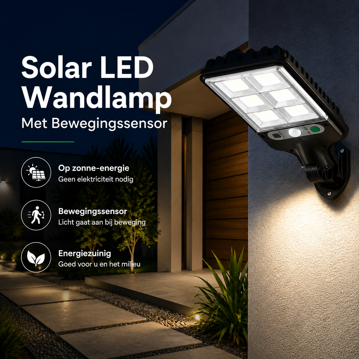 Solar LED Wandlamp met Bewegingssensor